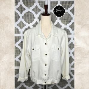 Rafaella Cream Unlined Long Sleeve Linen Blouse/Jacket Size 10